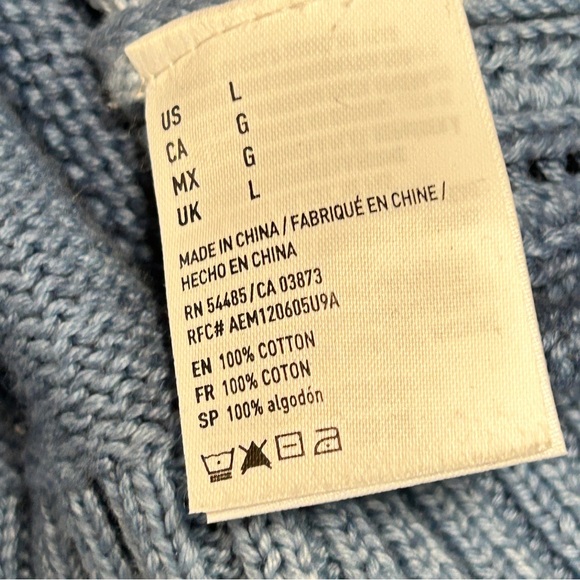 American Eagle Outfitters Cotton Dye Light Blue Sweater - Picture 8 of 9